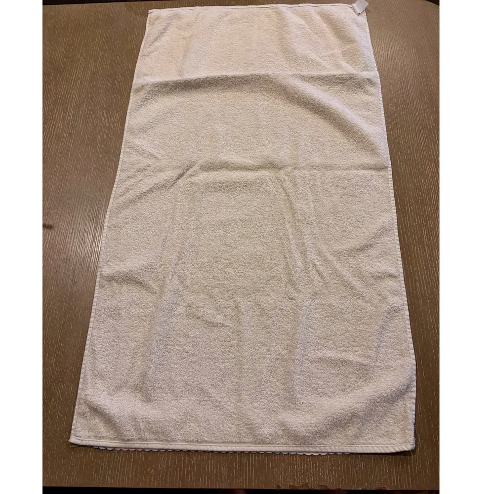 Vintage The Bathworks 2pc Bath & Hand Towel Set Ivory Floral Embroidered EUC